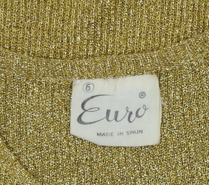 Euro Women’s Gold Sleeveless Long Sheath Knit Dress Size 6
