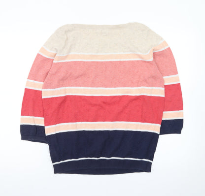 Bonmarché Women’s Multicoloured Cotton Striped Crew Neck Jumper Size M