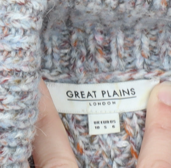 Great Plains Women’s Grey Chunky Roll Neck Jumper Size 10