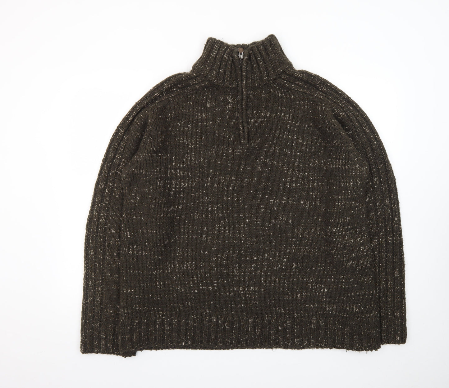 Stone Bay Men's Brown XL 1/2 Zip High Neck Chunky Knit Jumper