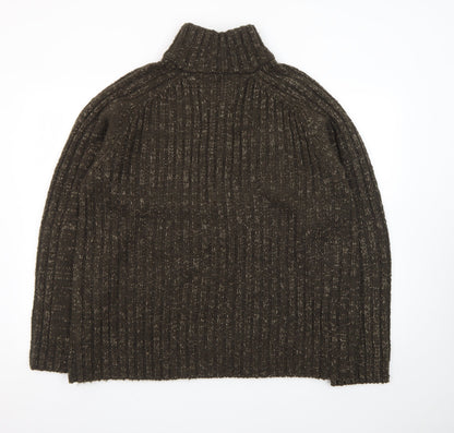 Stone Bay Men's Brown XL 1/2 Zip High Neck Chunky Knit Jumper