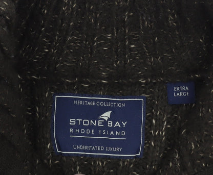 Stone Bay Men's Brown XL 1/2 Zip High Neck Chunky Knit Jumper