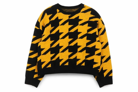 ASOS Women’s Yellow Black Geometric Chunky Knit Jumper Size 16