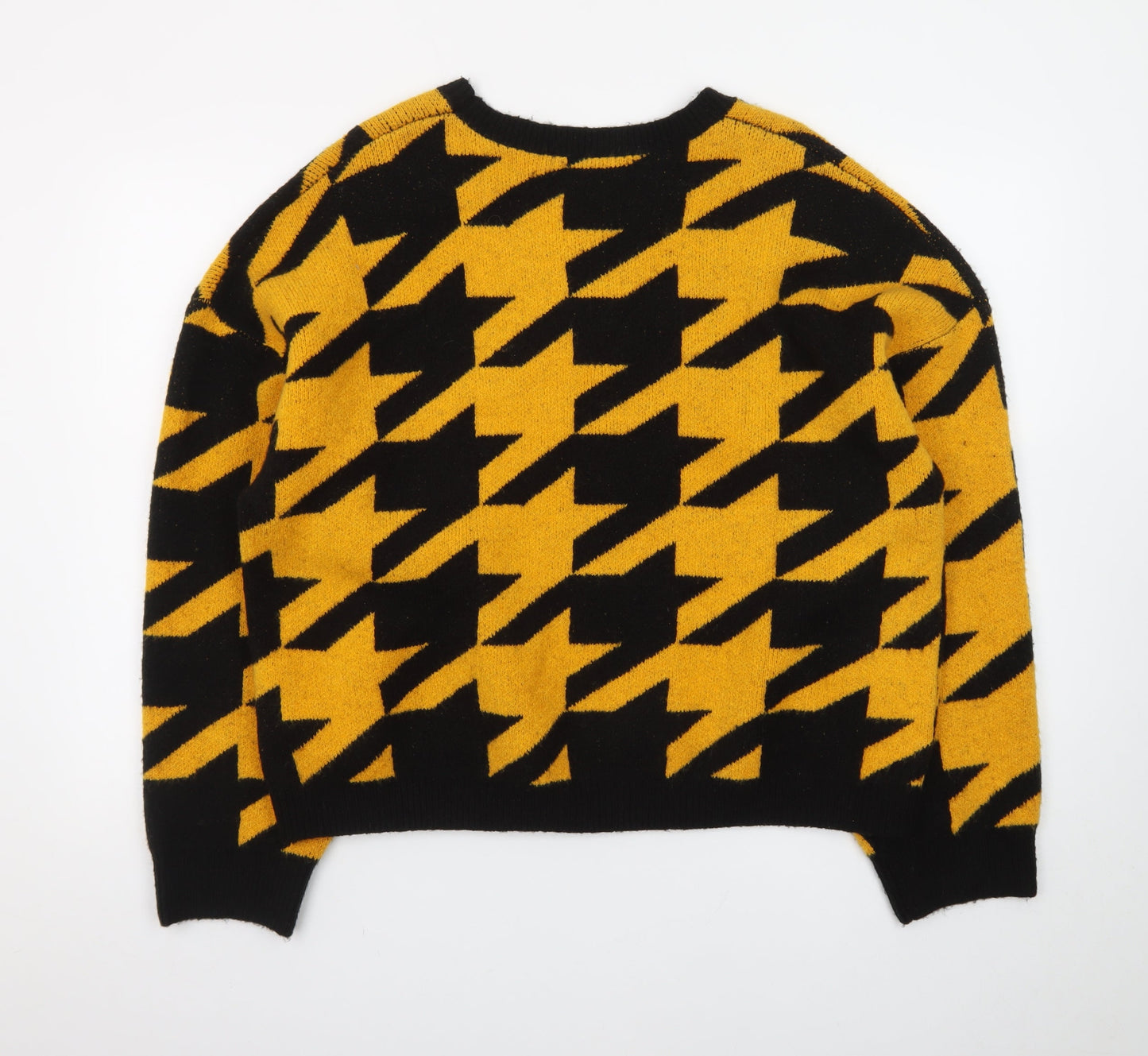 ASOS Women’s Yellow Black Geometric Chunky Knit Jumper Size 16