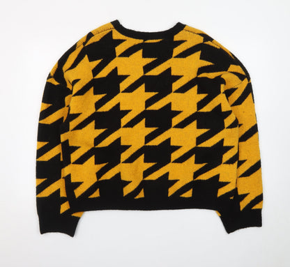 ASOS Women’s Yellow Black Geometric Chunky Knit Jumper Size 16