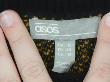ASOS Women’s Yellow Black Geometric Chunky Knit Jumper Size 16