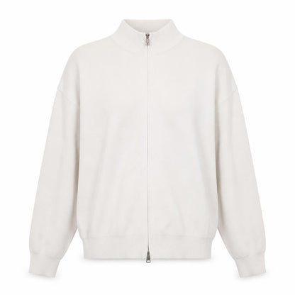 Zara Women's Ivory Mock Neck Full Zip Knit Jumper Size 14