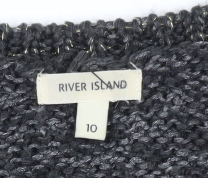 River Island Women Grey Knit Long Sleeve Jumper Dress Size 10