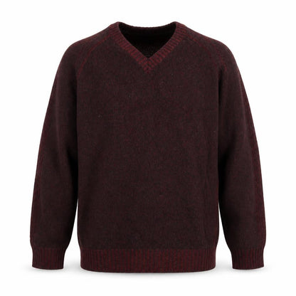 Melka Men's Brown Wool V-Neck Pullover Jumper XL