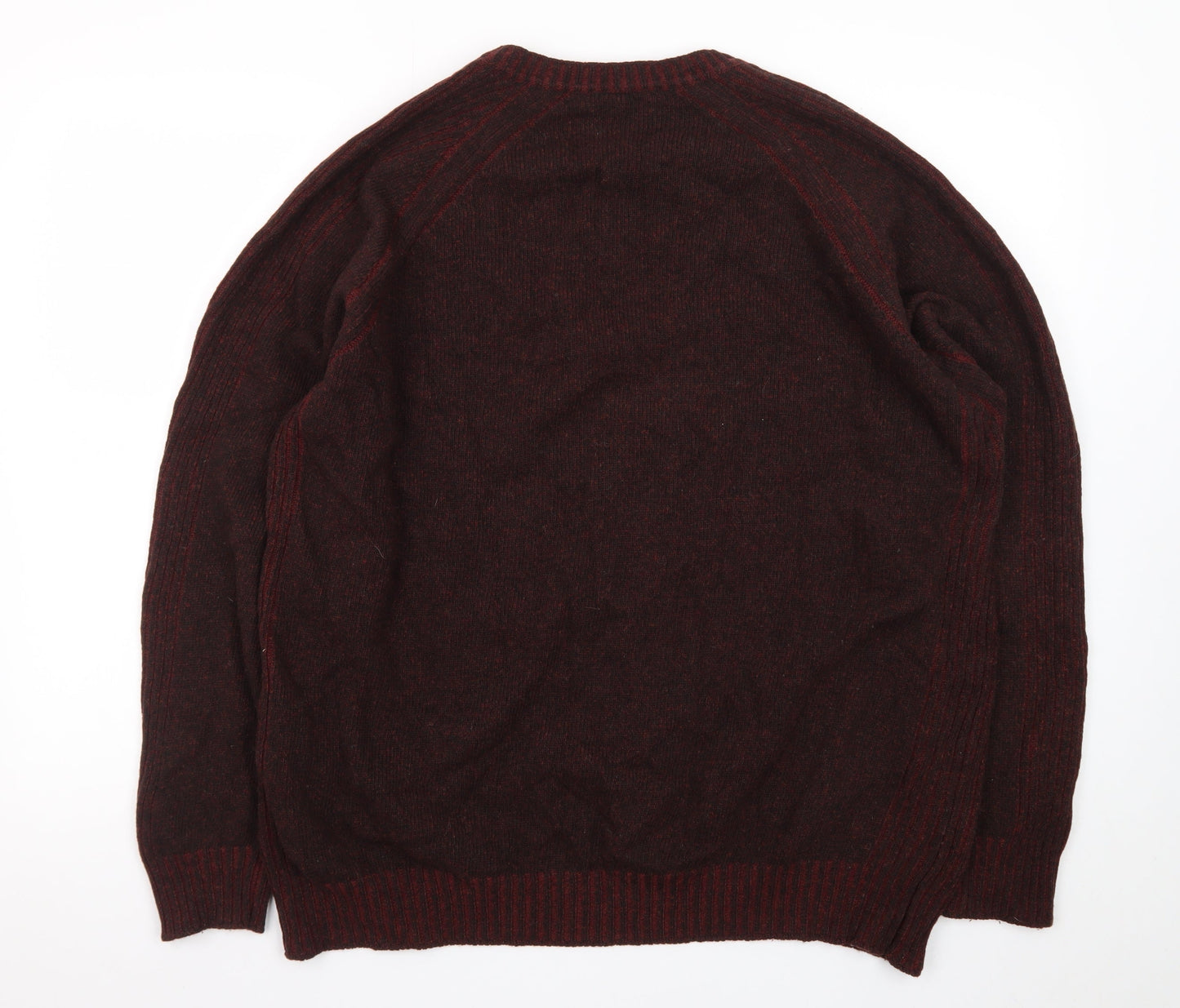 Melka Men's Brown Wool V-Neck Pullover Jumper XL