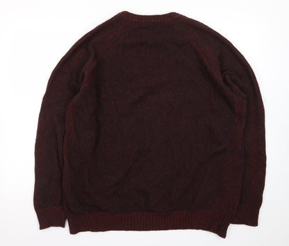Melka Men's Brown Wool V-Neck Pullover Jumper XL