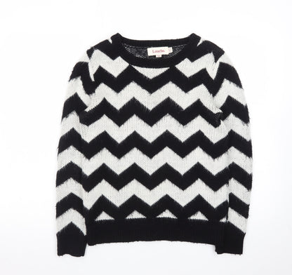 Louche Women's Black & White Chevron Knit Jumper Size 10
