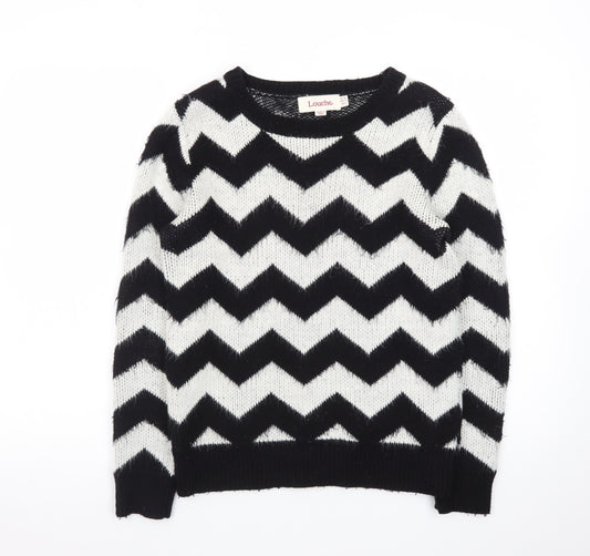 Louche Women's Black & White Chevron Knit Jumper Size 10