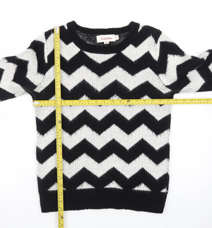 Louche Women's Black & White Chevron Knit Jumper Size 10