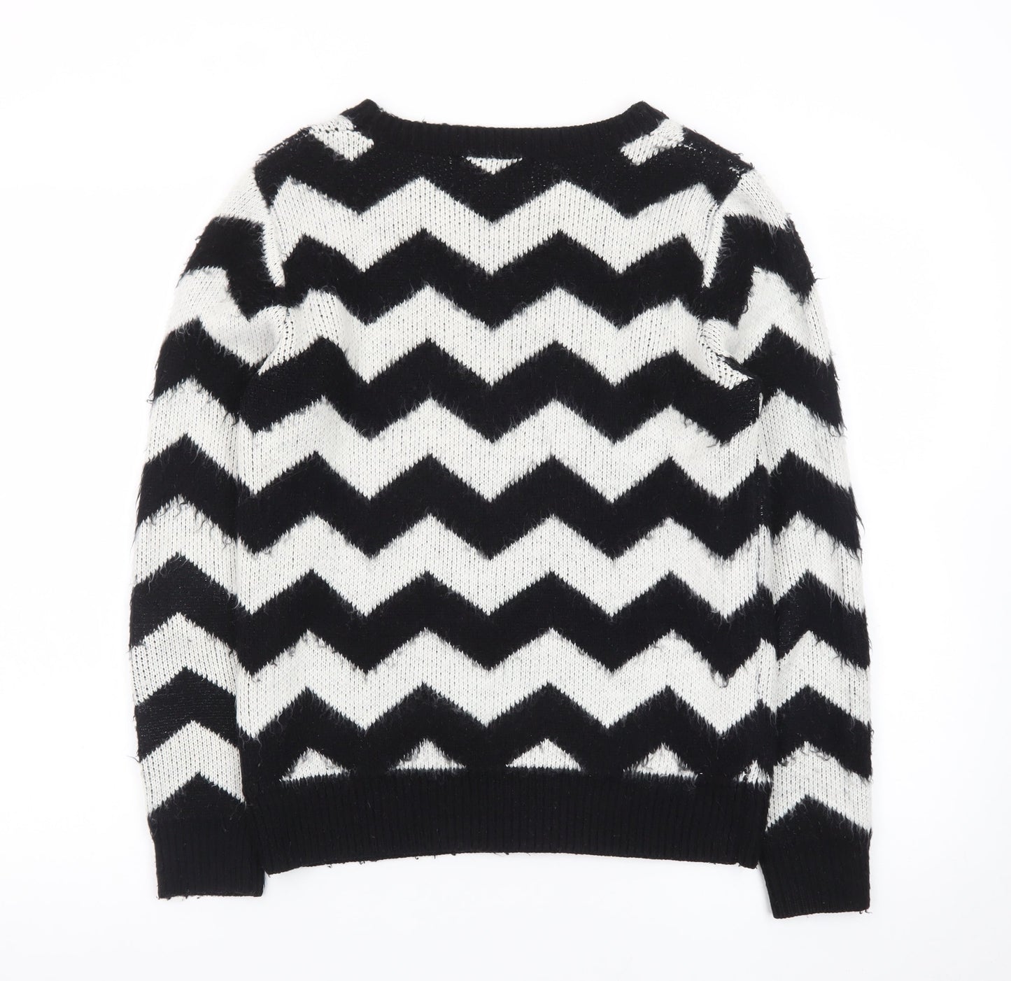 Louche Women's Black & White Chevron Knit Jumper Size 10