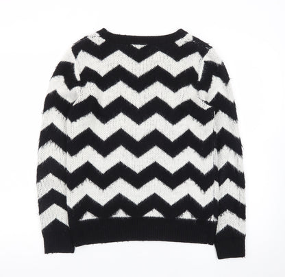 Louche Women's Black & White Chevron Knit Jumper Size 10