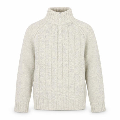 Marks and Spencer Men's Beige Wool Blend 1/2 Zip Cable Knit Jumper L