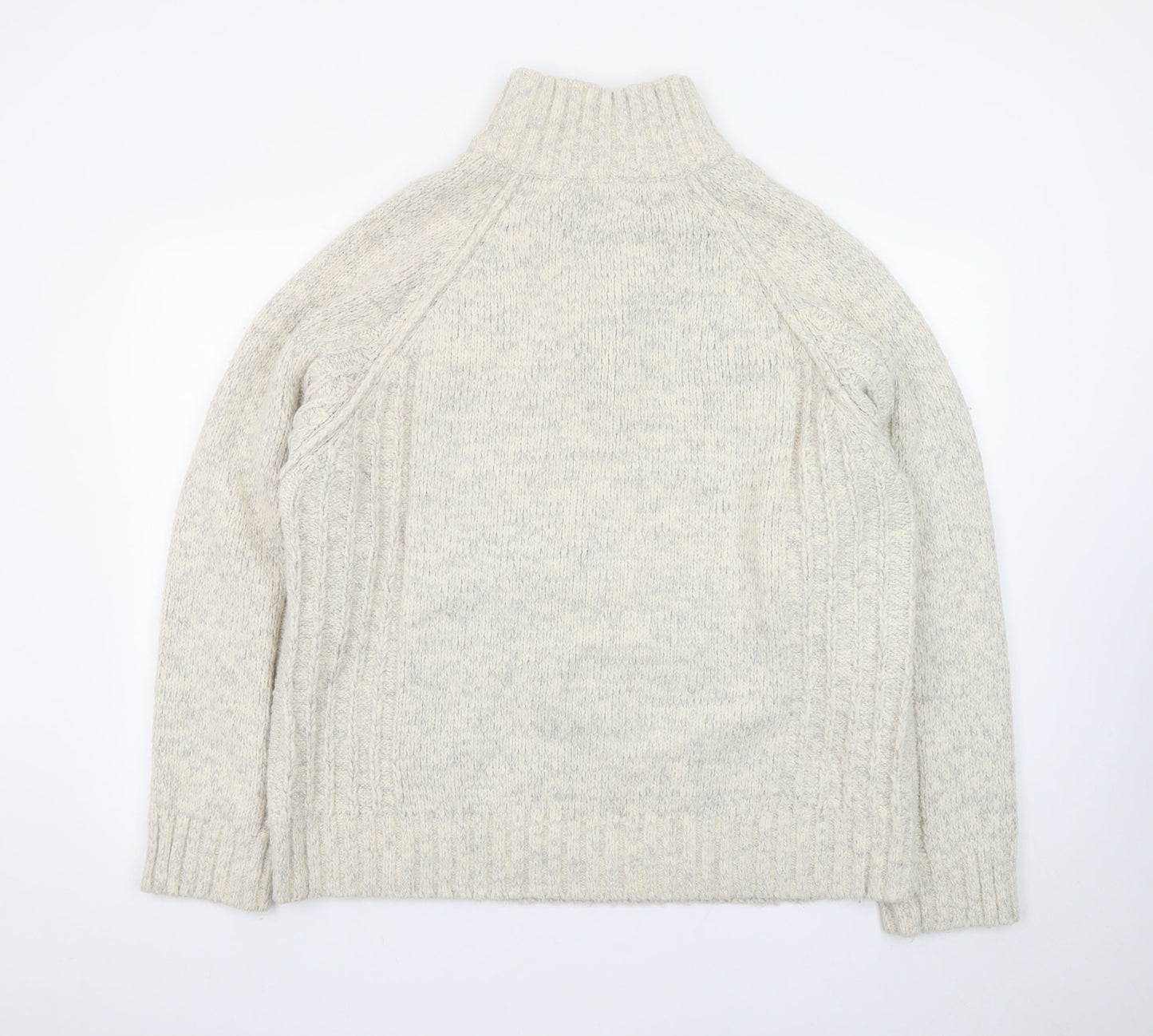 Marks and Spencer Men's Beige Wool Blend 1/2 Zip Cable Knit Jumper L