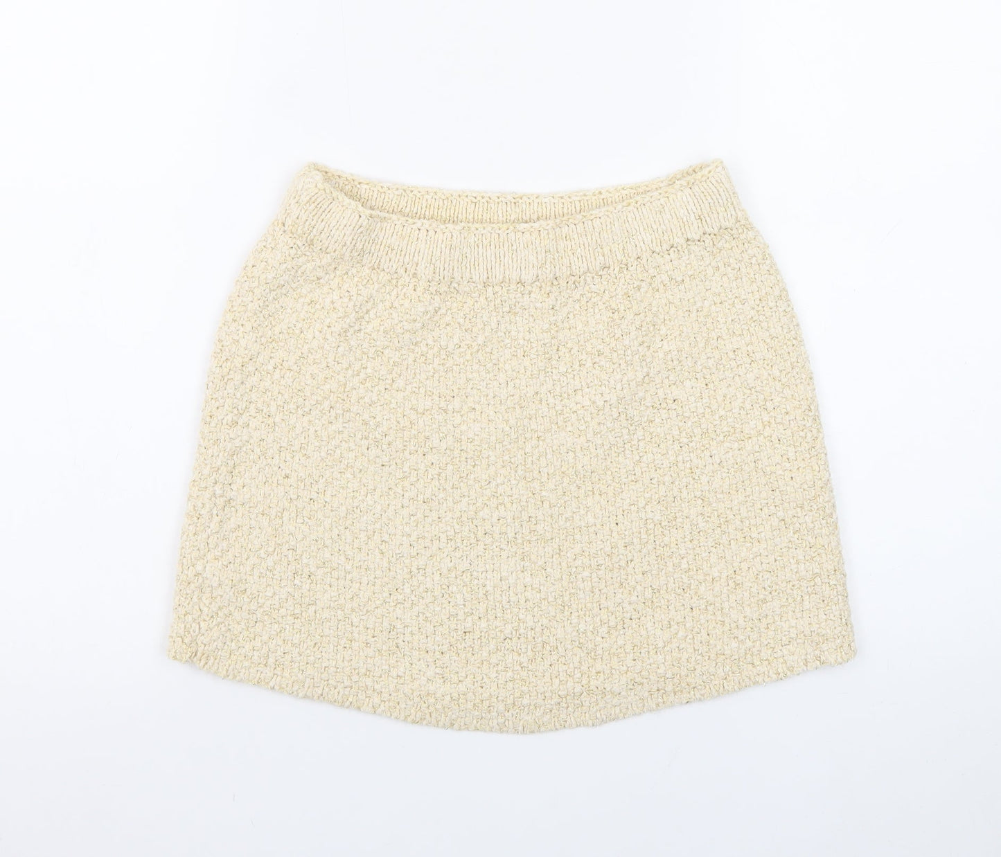 H&M Women Beige Glitter Knit Short Pencil Skirt XS