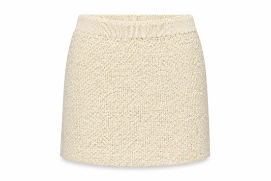 H&M Women Beige Glitter Knit Short Pencil Skirt XS