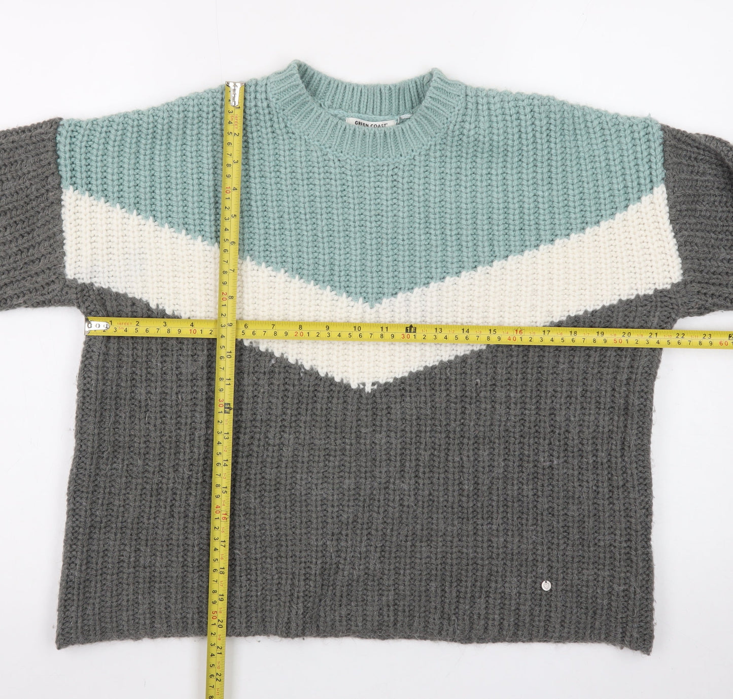 Green Coast Women's Multicoloured XS Chunky Knit Pullover Jumper
