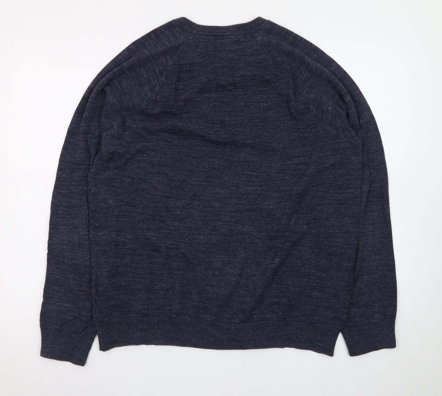 H&M L.O.G.G. Women Blue Cotton Crew Neck Pullover Jumper Size 14