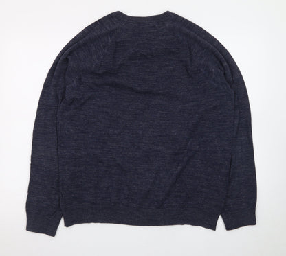 H&M L.O.G.G. Women Blue Cotton Crew Neck Pullover Jumper Size 14