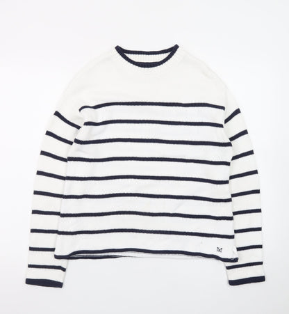 Crew Clothing Women’s White Navy Striped Cotton Jumper Size 10