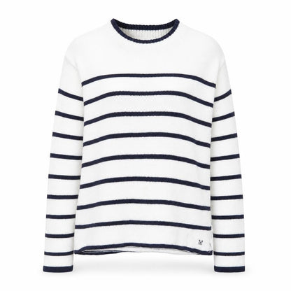 Crew Clothing Women’s White Navy Striped Cotton Jumper Size 10