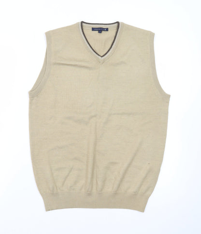 Peater Field Men's Beige V-Neck Sleeveless Knit Vest Size L