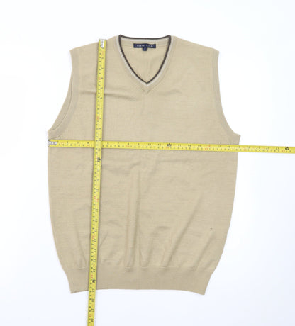Peater Field Men's Beige V-Neck Sleeveless Knit Vest Size L