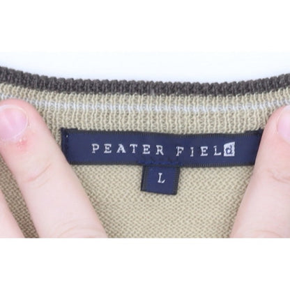 Peater Field Men's Beige V-Neck Sleeveless Knit Vest Size L