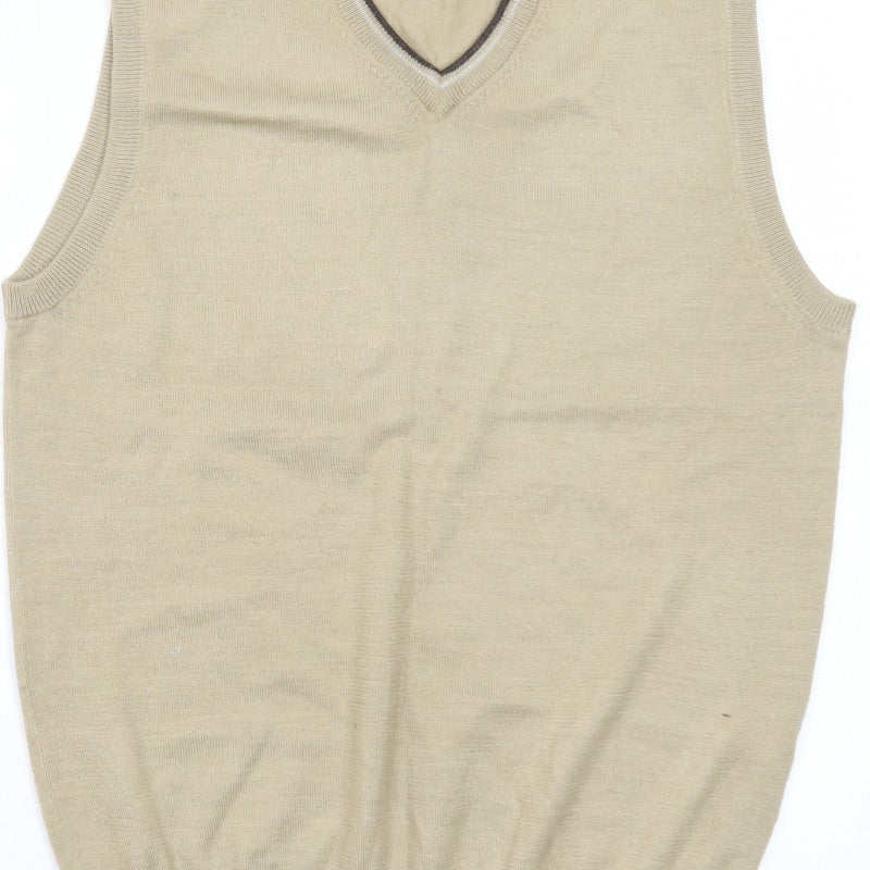 Peater Field Men's Beige V-Neck Sleeveless Knit Vest Size L