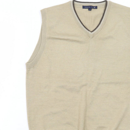 Peater Field Men's Beige V-Neck Sleeveless Knit Vest Size L