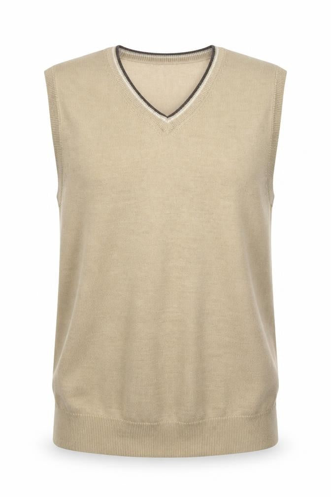 Peater Field Men's Beige V-Neck Sleeveless Knit Vest Size L