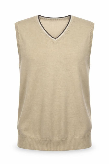 Peater Field Men's Beige V-Neck Sleeveless Knit Vest Size L