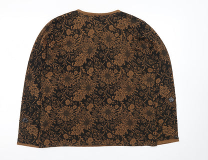 Jacques Vert Women's Brown Floral Wool Blend Pullover Jumper L