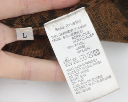 Jacques Vert Women's Brown Floral Wool Blend Pullover Jumper L