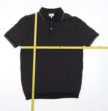 Next Men's Black Cotton Short Sleeve Polo Shirt Medium Classic Fit
