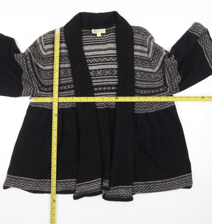 Monsoon Women’s Black Fair Isle Knit Open Cardigan L