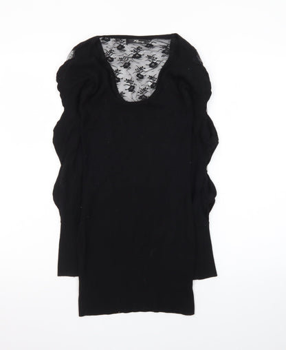 Jane Norman Women Black Size 10 Lace Bodycon Knit Dress