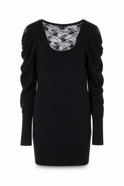 Jane Norman Women Black Size 10 Lace Bodycon Knit Dress