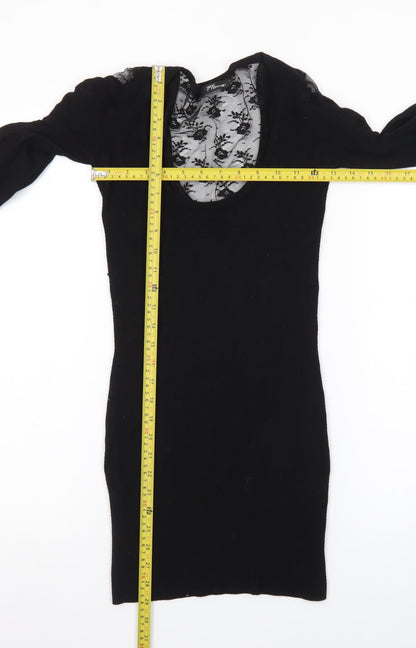 Jane Norman Women Black Size 10 Lace Bodycon Knit Dress