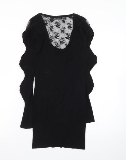 Jane Norman Women Black Size 10 Lace Bodycon Knit Dress