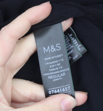 Marks and Spencer Women’s Black Lace Trim Puff Sleeve Blouse Size 12