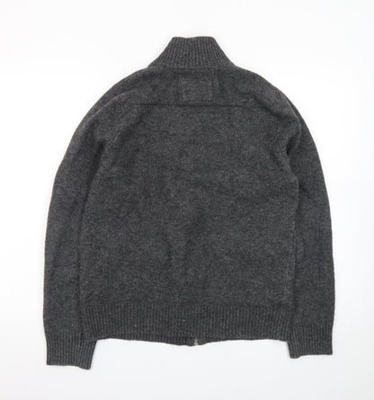 St. George by Duffer Men's Grey Wool Full Zip Jumper Small