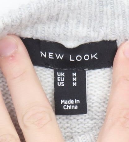 New Look Women's Grey Crew Neck Knit Jumper Size M