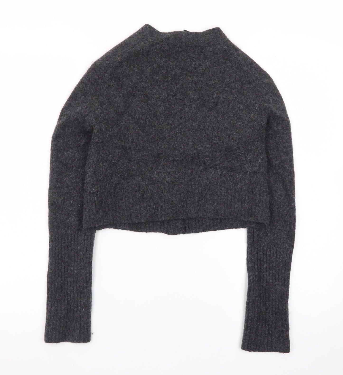AllSaints Women's Grey Wool Blend Chunky-Knit V-Neck Cardigan XS