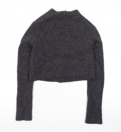 AllSaints Women's Grey Wool Blend Chunky-Knit V-Neck Cardigan XS
