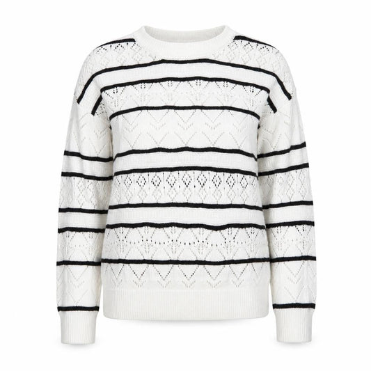 Autonomy Women White Black Striped Knit Jumper Size 14